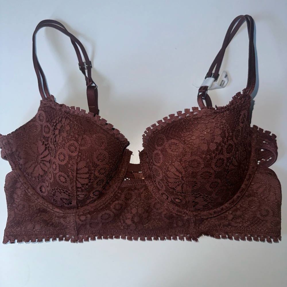 Aerie Lace Bralette in Rich Brown